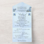 Blue Peony on Blue All In One Einladung (Innen)