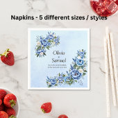 Blue Peony on Blue Cocktail Serviette