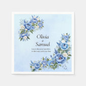 Blue Peony on Blue Cocktail Serviette (Vorderseite)