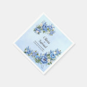 Blue Peony on Blue Cocktail Serviette (Ecke)