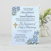 Blue Peony on Blue Wedding Suite Einladung (Stehend Vorderseite)