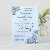 Blue Peony on Blue Wedding Suite Einladung (Stehend Vorderseite)