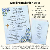 Blue Peony on Blue Wedding Suite Einladung