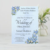 Blue Peony on Blue Wedding Suite Einladung (Stehend Vorderseite)