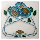 Blue Peony Wall Deco Jugendstil Art Deco Gibbons Fliese (Vorderseite)