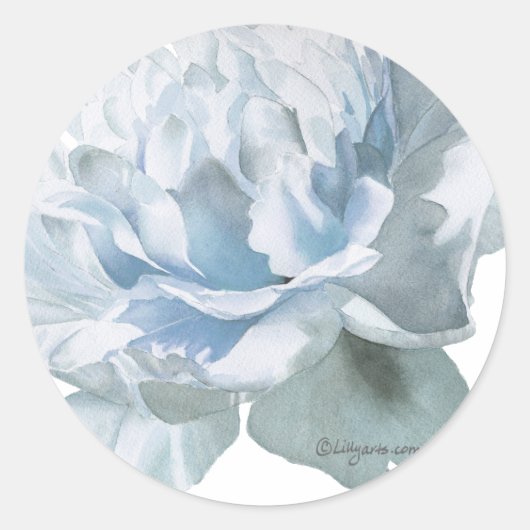Blue Peony Wedding Siegel Runder Aufkleber (Vorderseite)