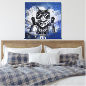 *~ Blue Percussionist Cool Cat DRUMMER AP91 Leinwanddruck (Insitu (Schlafzimmer))
