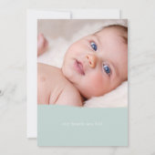 Blue Perfect Foto Geburtskarte Ankündigung (Rückseite)