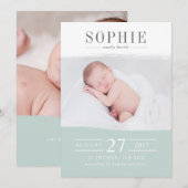 Blue Perfect Foto Geburtskarte Ankündigung (Vorne/Hinten)