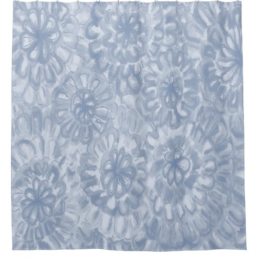 Blue Perfect Matched Color Watercolor-Blume Duschvorhang (Vorderseite)