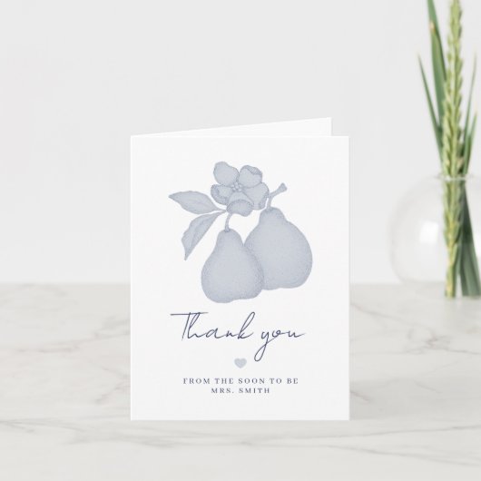 Blue Perfect Pear Brautparty Danke Karte (Vorderseite)
