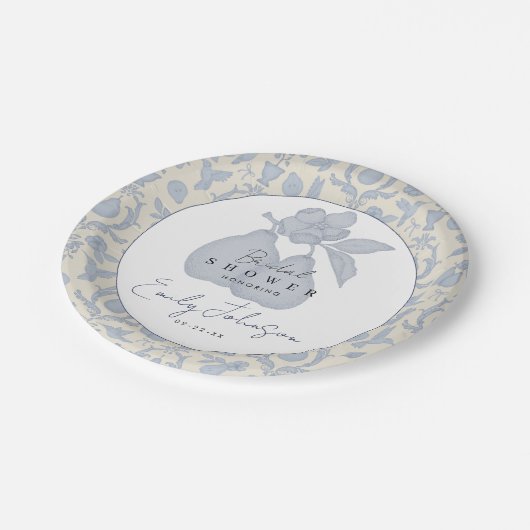 Blue Perfect Pear Brautparty Paper Teller (Schrägansicht)