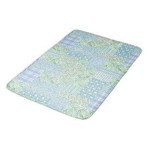 Blue Periwinkle Blume Vintage Imitate Patchwork Badematte