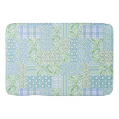 Blue Periwinkle Blume Vintage Imitate Patchwork Badematte (Vorderseite)