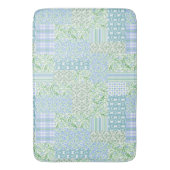Blue Periwinkle Blume Vintage Imitate Patchwork Badematte (Vorderseite Vertikal)