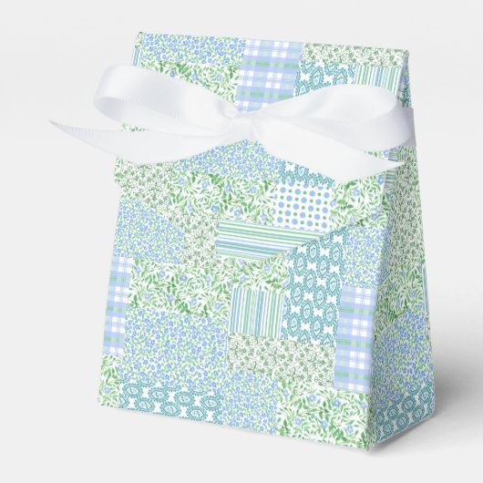 Blue Periwinkle Blume Vintage Imitate Patchwork Geschenkschachtel (Vorderseite)