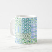 Blue Periwinkle Blume Vintage Imitate Patchwork Kaffeetasse (Vorderseite Links)