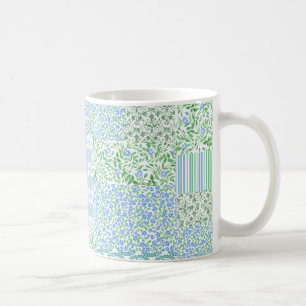 Blue Periwinkle Blume Vintage Imitate Patchwork Kaffeetasse