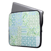 Blue Periwinkle Blume Vintage Imitate Patchwork Laptopschutzhülle (Vorderseite Links)