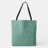 Blue Periwinkle Ditsy Floral Pattern auf Green Tasche (Vorderseite)
