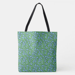 Blue Periwinkle Ditsy Floral Pattern auf Green Tasche