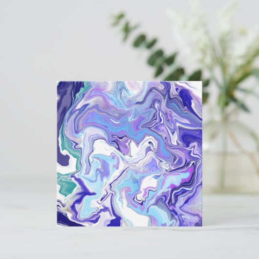 Blue Periwinkle Marble Fluid Art Einladung (Stehend Vorderseite)