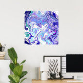 Blue Periwinkle Marble Fluid Art Poster (Heimbüro)