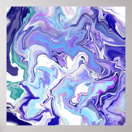 Blue Periwinkle Marble Fluid Art Poster (Vorne)