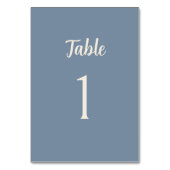 Blue Periwinkle Minimalist Wedding Table Number Tischnummer (Rückseite)