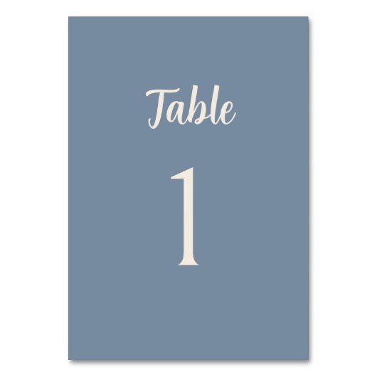Blue Periwinkle Minimalist Wedding Table Number Tischnummer (Vorderseite)