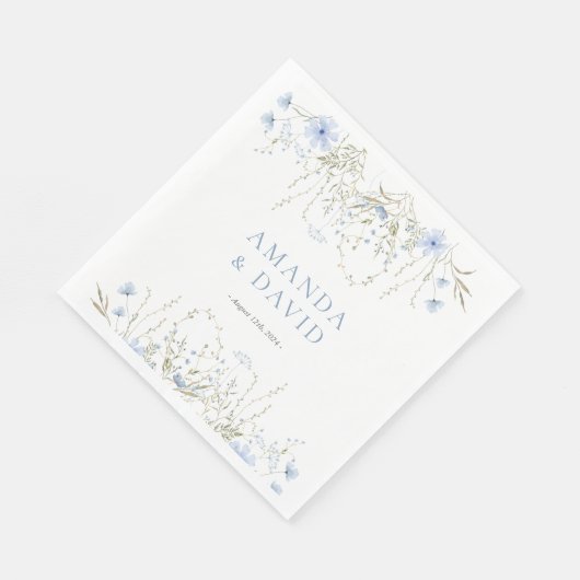 Blue Periwinkle Wildblume Wedding Serviette (Ecke)