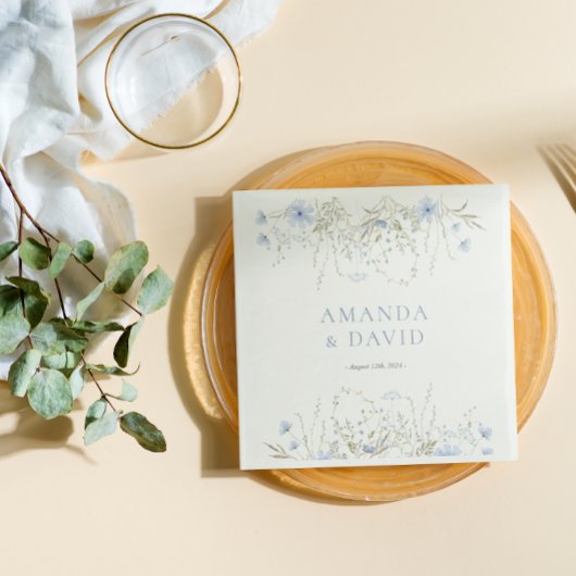 Blue Periwinkle Wildblume Wedding Serviette