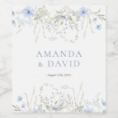 Blue Periwinkle Wildblume Wedding Weinetikett (Einzelnes Label)