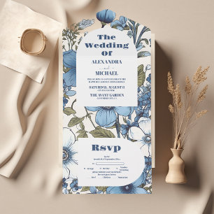 Blue Periwinkle Wildblumen Hochzeit All In One Einladung