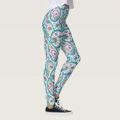 Blue Persian Boteh Paisley Pattern Yoga Leggings (Rechts)