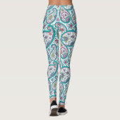 Blue Persian Boteh Paisley Pattern Yoga Leggings (Rückseite)