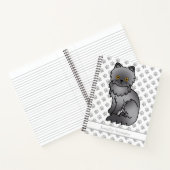 Blue Persian Niedlich Cartoon Cat & Custom Text Notizblock (Innenseite)
