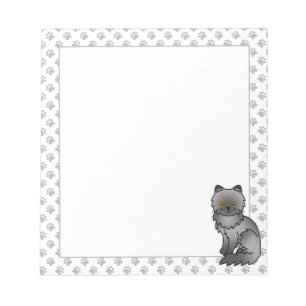 Blue Persian Niedlich Cartoon Cat Illustration Notizblock
