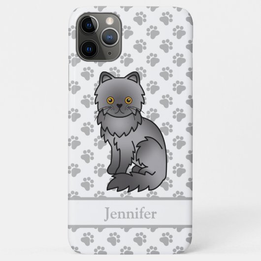 Blue Persian Niedlich Cartoon Cat & Name Case-Mate iPhone Hülle (Rückseite)