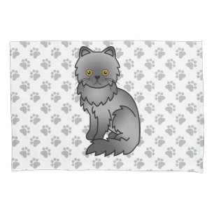 Blue Persian Niedlich Cartoon Cat & Paws Kissenbezug