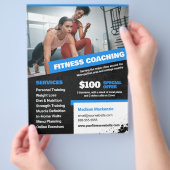 Blue Personal Trainer and Fitness Coaching Flyer (Hand)