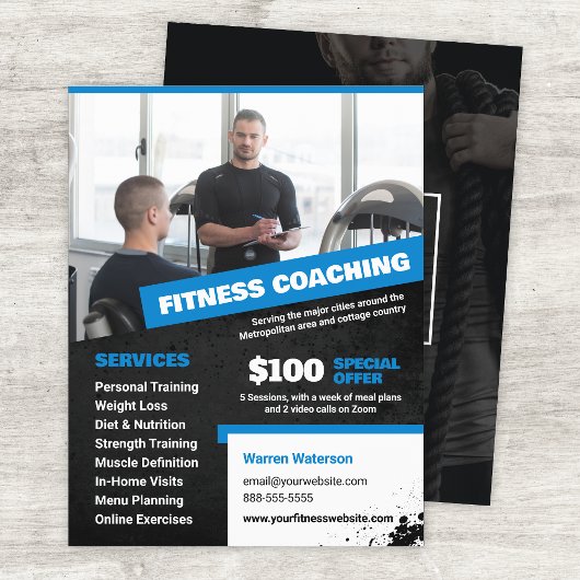 Blue Personal Trainer und Fitness Coach Flyer