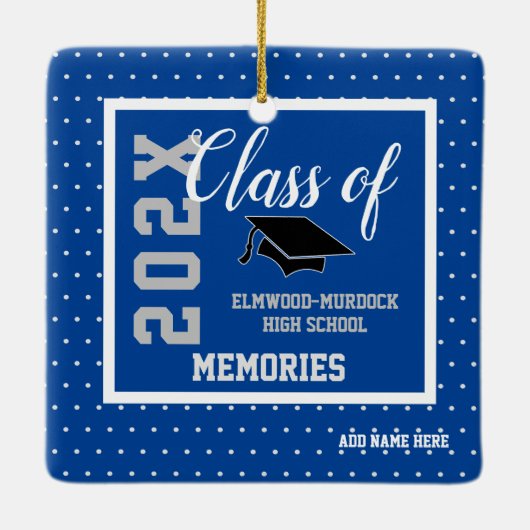 Blue Personalisiert Abschluss Weihnachten Keramikornament (Rückseite)