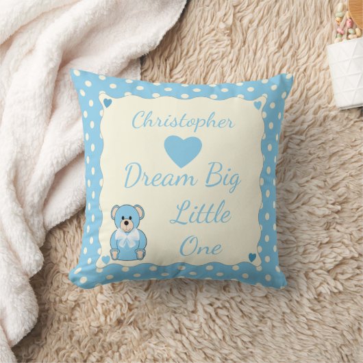 Blue Personalisiert Babyname Teddy Bear Kissen (Decke)