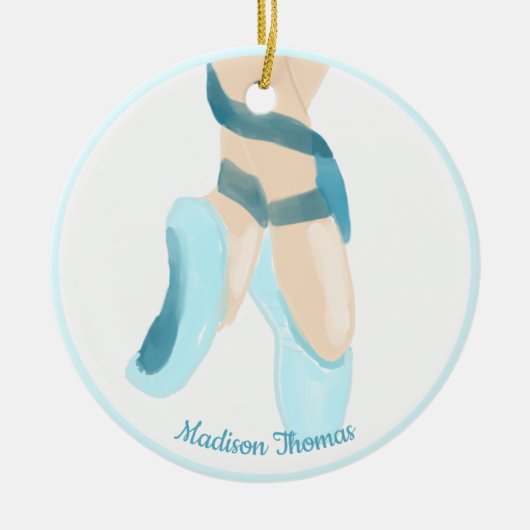Blue Personalisiert Ballet Slippers Keramik Keramik Ornament (Vorne)