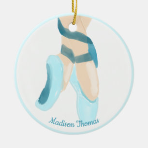 Blue Personalisiert Ballet Slippers Keramik Ornament