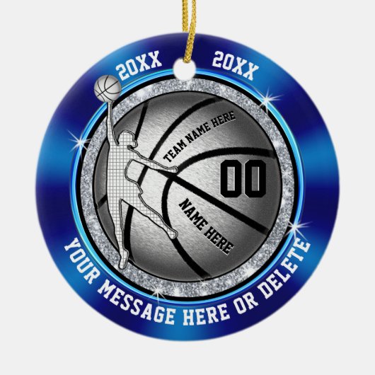 Blue Personalisiert Basketball Ornamente für Mädch (Vorne)