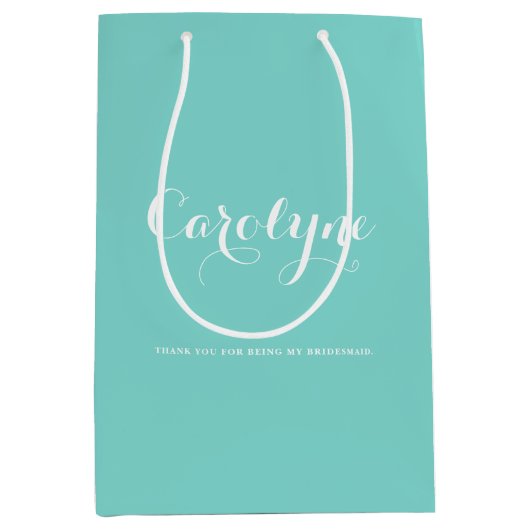 Blue Personalisiert Bridesmaid Brautparty Mittlere Geschenktüte (Vorderseite)