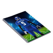 Blue Personalisiert Football Player Notebook Notizblock (Rechte Seite)