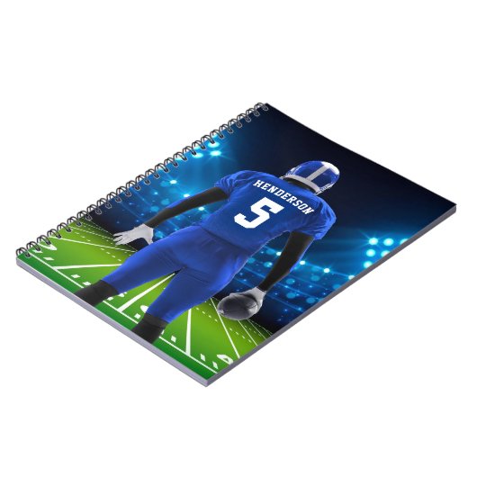 Blue Personalisiert Football Player Notebook Notizblock (Linke Seite)
